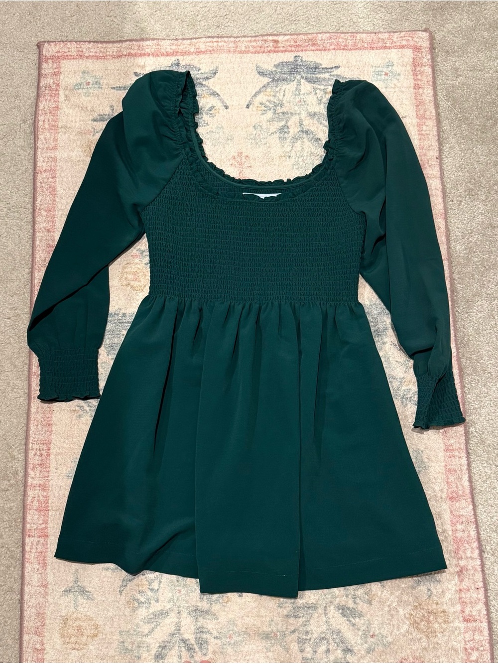 Hill House Home Norah long sleeve nap dress in Emerald green